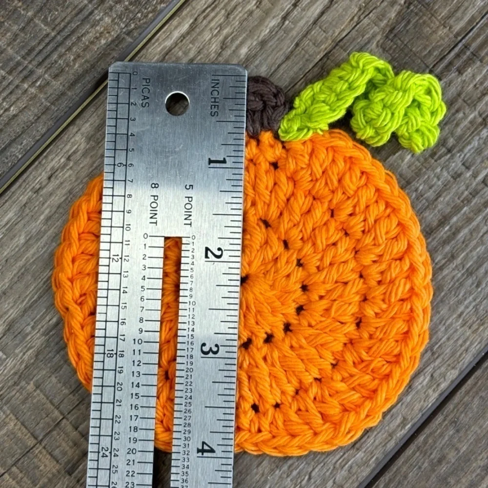 Pumpkin Cup Mug Coasters Set of‎ 4 Handcrafted Crochet by Seller Cotton